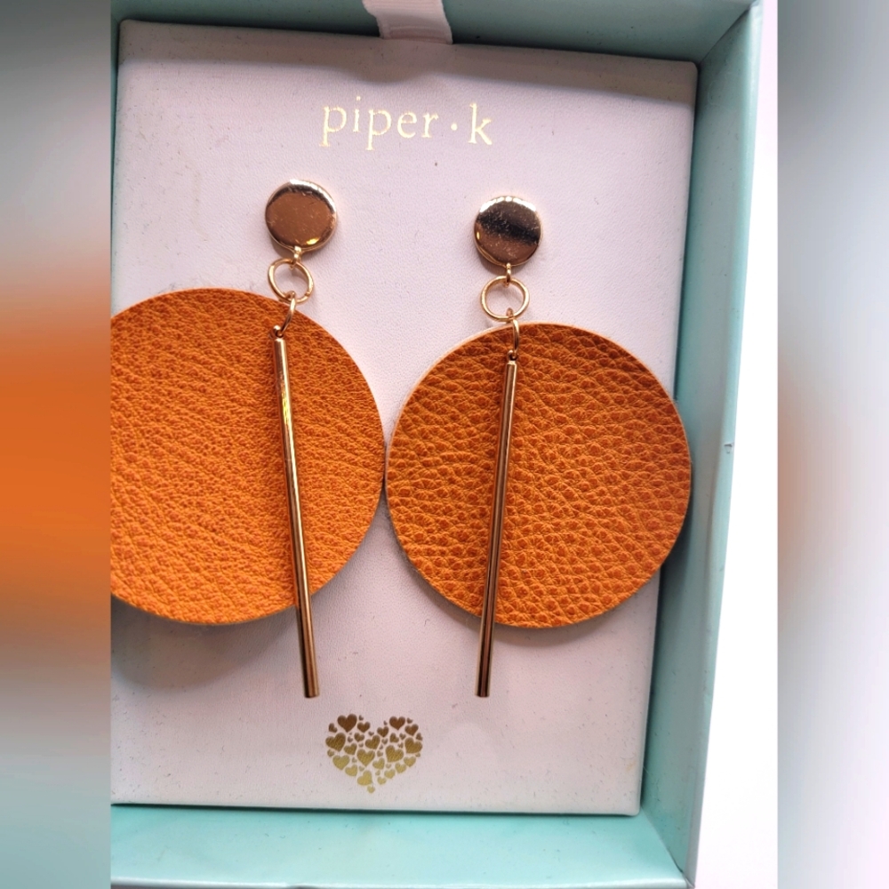 Saddle Brown Leather Earrings